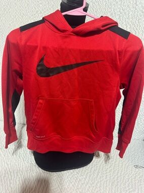Nike Red & Black Kids' Hooded Sweatshirt with Swoosh